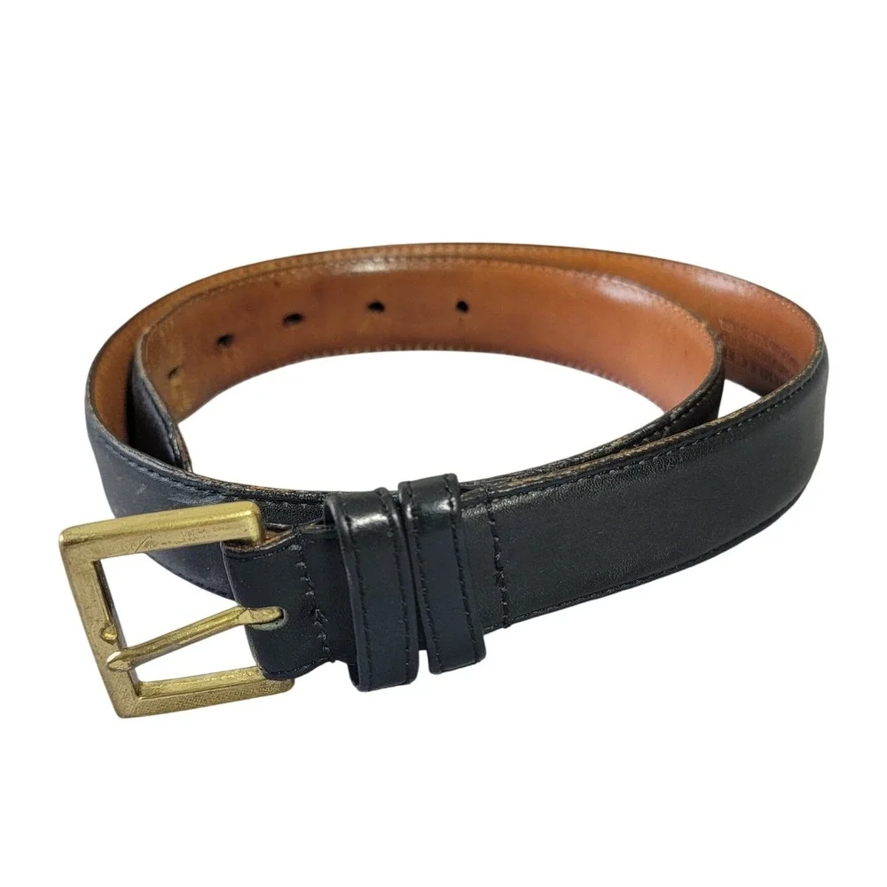 Coach 7600 Vintage Black Leather Belt Solid Brass Buckle Made in USA Sz 32 80CM
